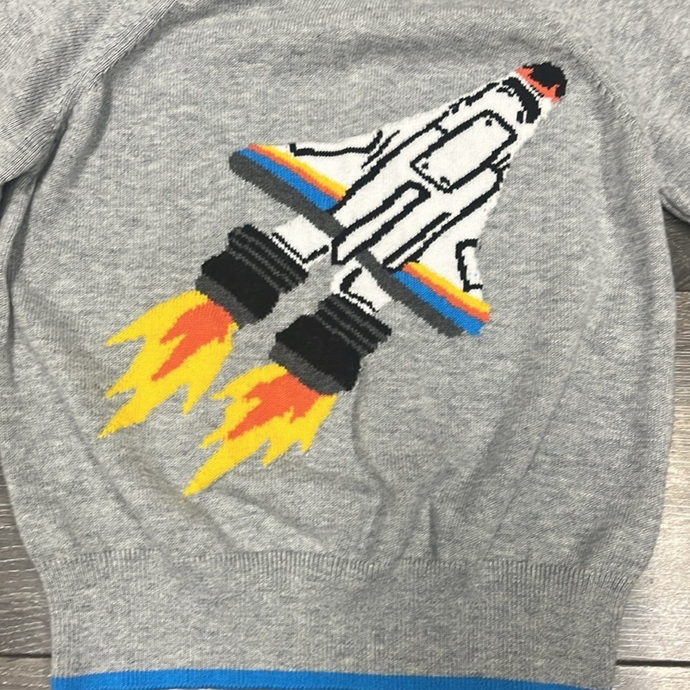 Kids Hatley Gray Space Shuttle Sweater Size 2 - Picture 2 of 5